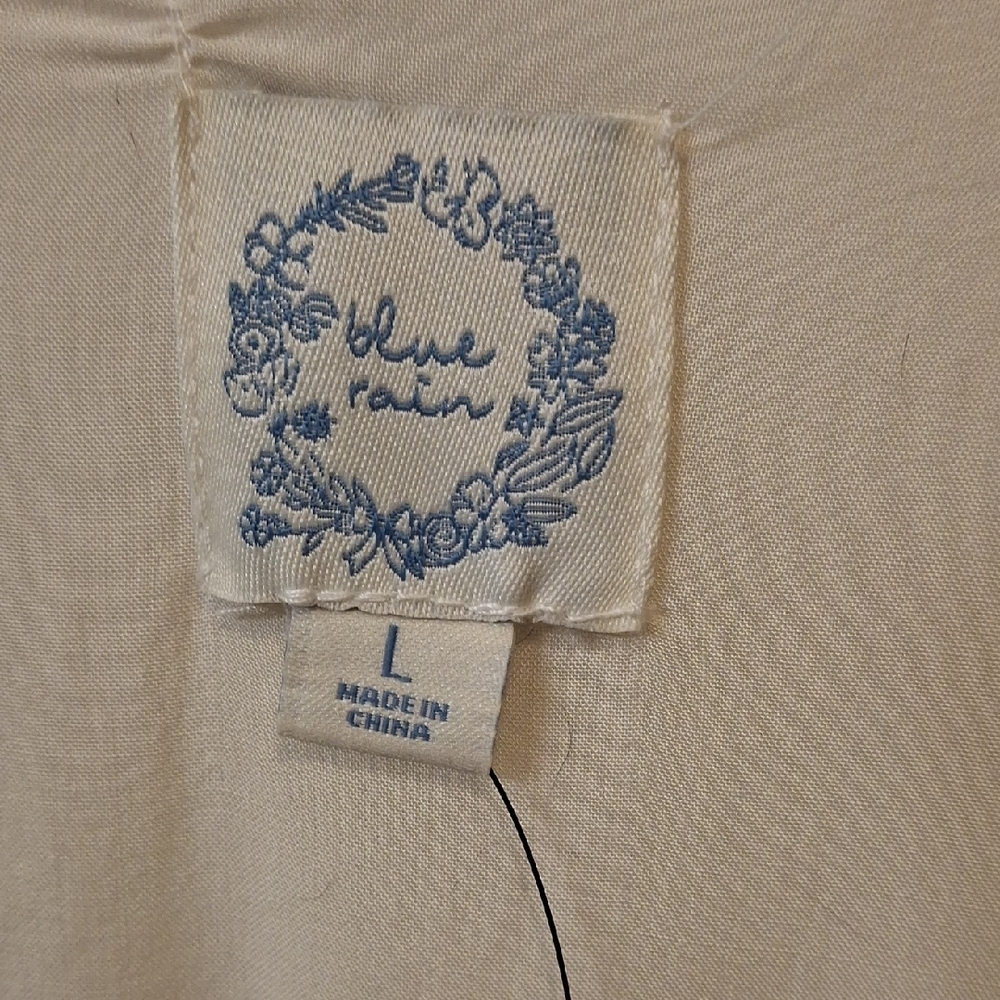 NWT -Blue Rain Cream & Berry Long Sleeve Guaze Dress - Picture 3 of 8